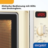 thumbnail of Exquisit Retro-Mikrowelle 700 Watt, 25,5 cm Drehteller, 1000 Watt Grill, 20L, 5 Leistungsstufen, Auftaufunktion, 2 Drehregler, RMW720-3GDIG creme
