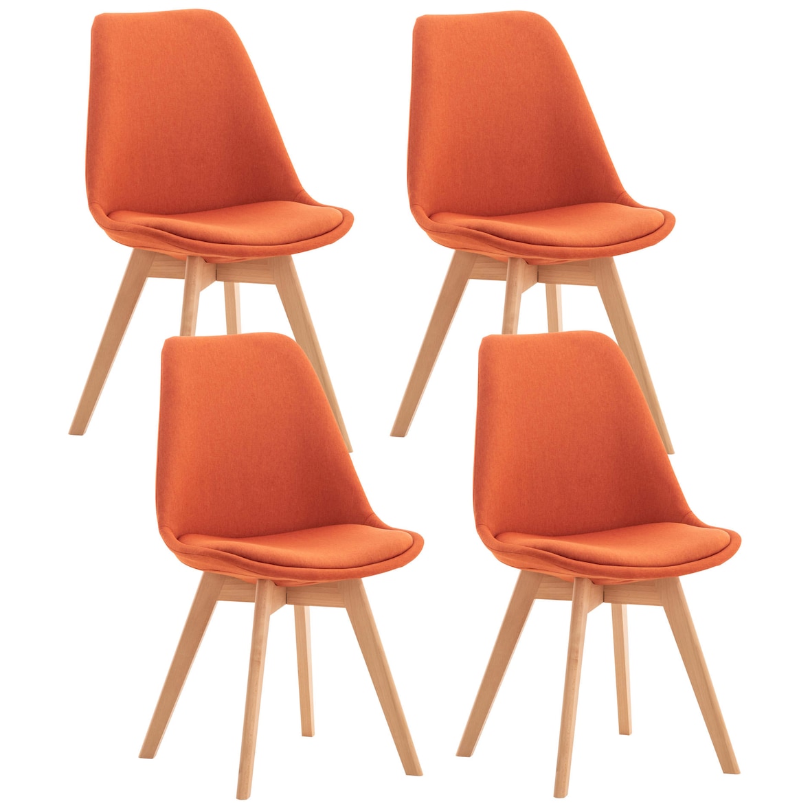 Set van 4 eetkamerstoelen Linares oranje/Stof
