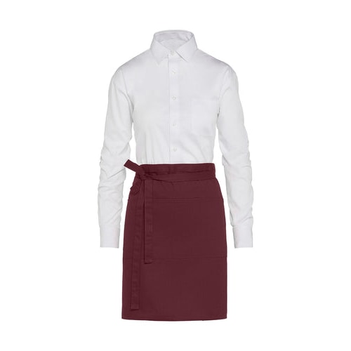 BRUSSELS - Short Bistro Apron with Pocket: One Size / Burgundy