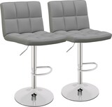 thumbnail of Helloshop26 - Set aus 2 drehbaren Barhockern 42,5 x 43 x 96,5–116,5 cm ergonomischer Komfort elegantes Design in grauem Kunstleder 20_0012541