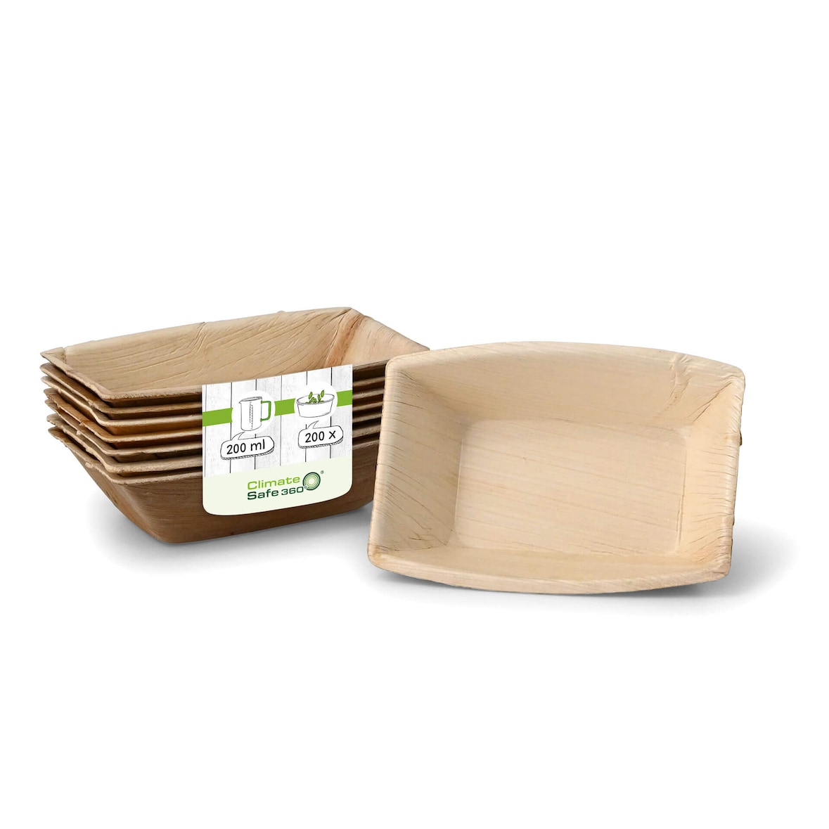 greenbox - Palmblatt Schalen "Palmware®" 200 ml, rechteckig, 200 St.