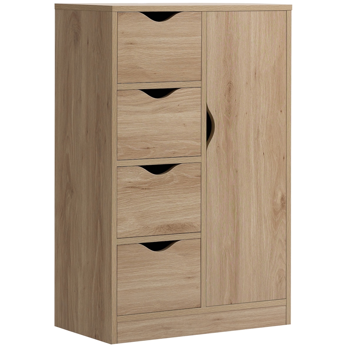 Armario de Salón con 4 Cajones 1 Puerta y Estante Interior Mueble Auxiliar de Almacenaje Multiusos para Baño Dormitorio Comedor 54x29x83 cm