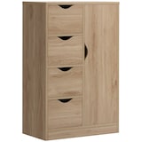 thumbnail of Armario de Salón con 4 Cajones 1 Puerta y Estante Interior Mueble Auxiliar de Almacenaje Multiusos para Baño Dormitorio Comedor 54x29x83 cm