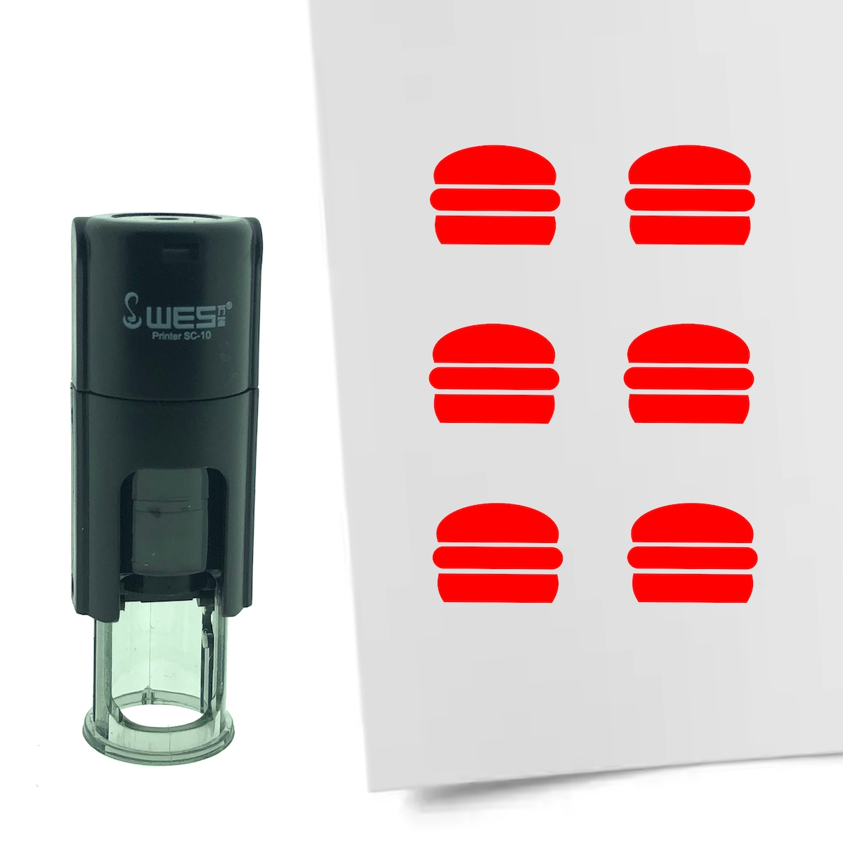 CombiCraft Selbstfärbender Stempel 'Hamburger' in der Farbe Rot, Ø10mm