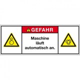 thumbnail of Aufkleber I Produktsicherheitsschild Gef.Maschine läuft, RoHS konform, Folie, selbstklebend, 200x75mm, ISO 3864-2