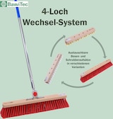 thumbnail of Hochwertiger Straßenbesen 50cm Breit mit 4-Loch Wechselsystem und Aluminiumstiel Besen mit Stiel rote Kunststoff-Borsten