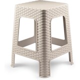 thumbnail of 2 bancos de plástico empilháveis ​​modernos estilo rattan para ambientes internos e externos - 36x36x45cm (2, bege)