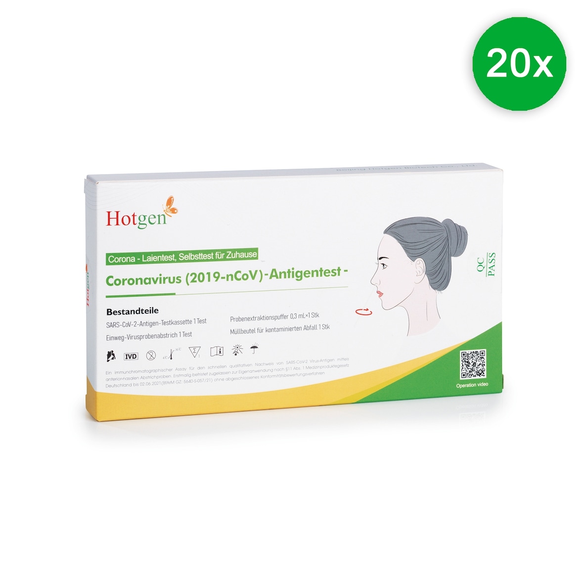 Hotgen Selbsttest Antigentest für Zuhause Schnelltest mittels Nasenabstrich 20er