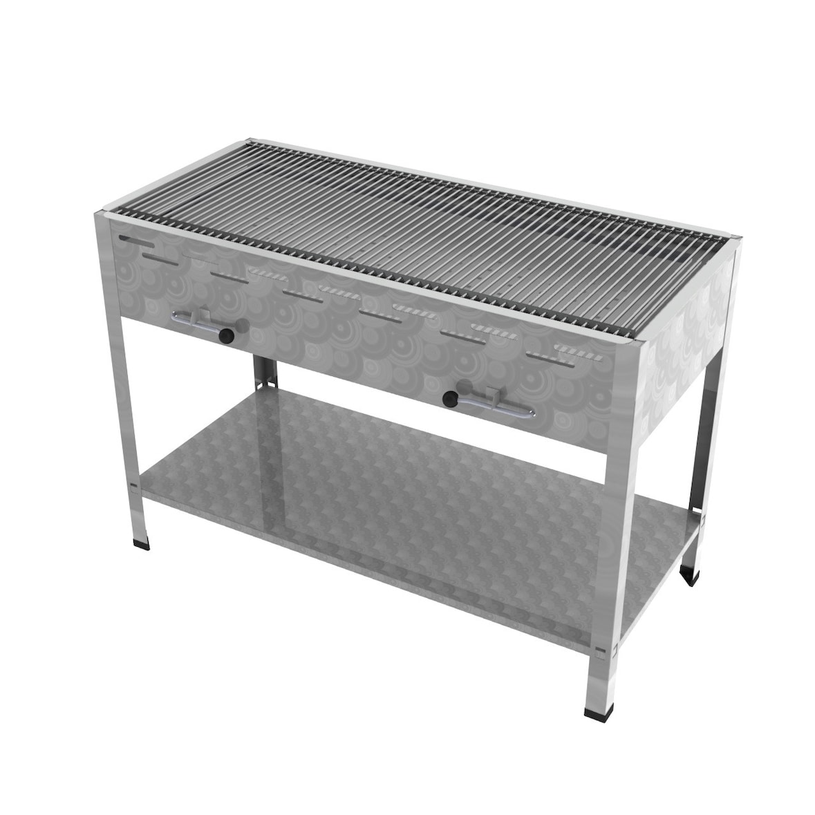 ChattenGlut Professional 6er Holzkohle Bräter Standgerät Grill mit Einzelne Edelstahlstäbe als Rost 1140x530x800mm