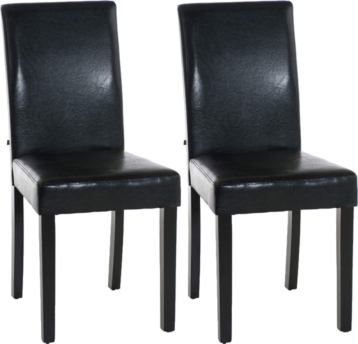 2er Set Esszimmerstuhl DALAN - Kunstleder Schwarz 41x47x91 cm Schwarz | Essstühle Esszimmerstühle Küchenstühle Wohnzimmerstühle