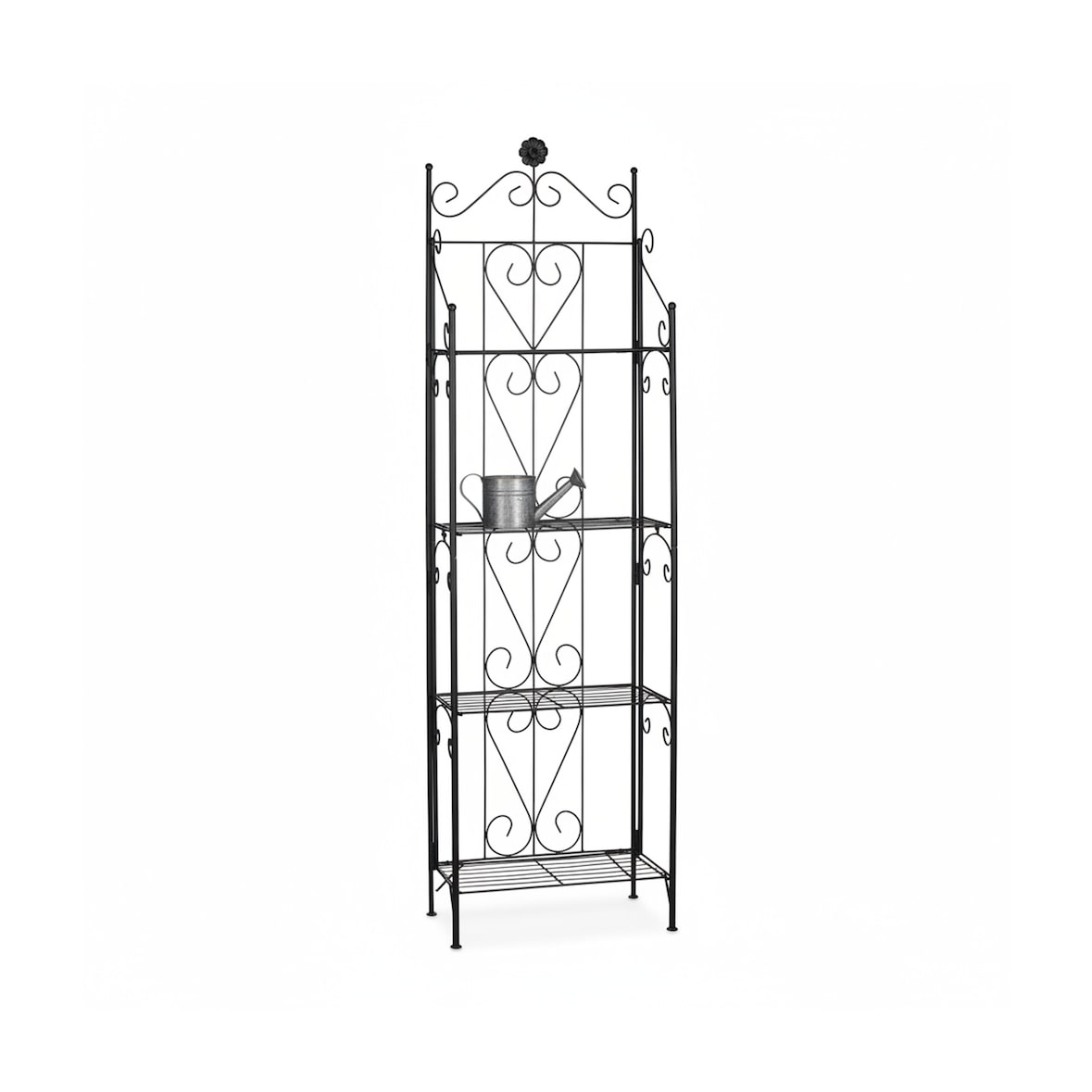 Relaxdays Blumenregal Metall 4 Ablagen, klappbar, für draußen, als Pflanzenregal, HxBxT: 157 x 44 x 24 cm, schwarz