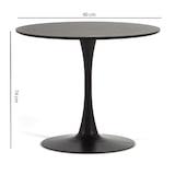 thumbnail of Mesa redonda de interior, diámetro 90cm, para 4 personas, tablero MDF efecto madera, estructura metálica, para cocina, comedor, oficina –Orlando–Negro