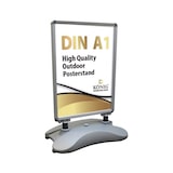 thumbnail of Plakatständer Kundenstopper Keitum Wind Line DIN A1 silber| beidseitiger Plakatständer für 2 Plakate | Stabiler Werbeaufsteller für Wind und Wette