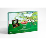 thumbnail of Caixa de madeira Derwent com 35 peças (contém: lápis de esboço, lápis de cor, lápis de aguarela e um caderno de esboços).