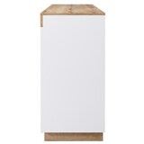 thumbnail of Kommode 120x40x82 mit 3 Schubladen & 2 Türen, Sideboard Schrank Stauraum, E1 Spanplatte Möbel für Schlafzimmer Wohnzimmer, Weiß Eiche