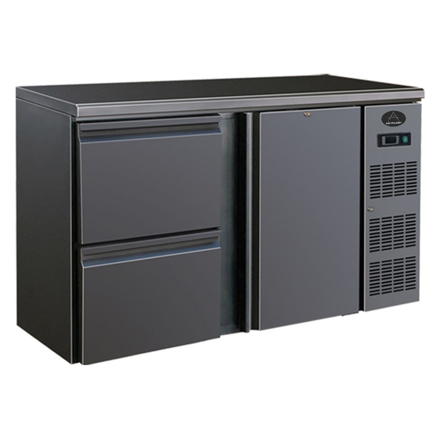 Gastro Barkühler Bar-Kühlschrank schwarz 1 Tür 2 Schubladen 350 l, 1462x513x860 mm 0-10°C