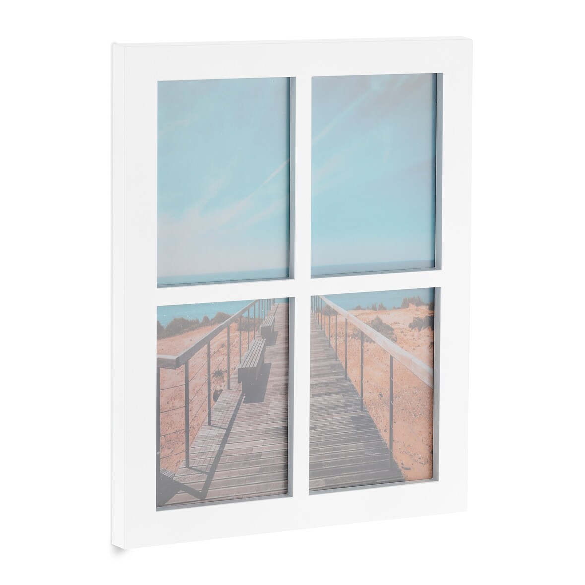 Relaxdays Bilderrahmen, Wandaufhängung, Galerierahmen für 4 Fotos in 18x13, Fotocollage Familie, HxB 44x33,5 cm, weiß