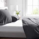 thumbnail of Bettwäsche Baumwolle 135x200 + 80x80 cm Einfarbig Uni grau mit Reißverschluss