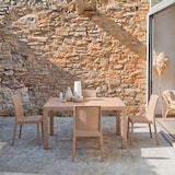 thumbnail of Set pranzo da giardino Tavolo rettangolare 130x75 con 4 Sedie Impilabili in Polipropilene Effetto Rattan e Piano Effetto Legno Omar/Amira-Beige
