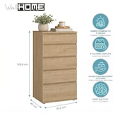thumbnail of WellHome - Cómoda de Dormitorio con 5 Cajones en color Roble 41 x 40 x 107 cm - Júcar Oak