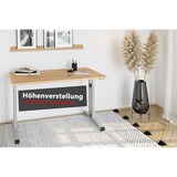 thumbnail of bümö Homeoffice Schreibtisch "O-Serie" höhenverstellbar, Tischplatte 140 x 67,2 cm in Asteiche, Gestell in weiß