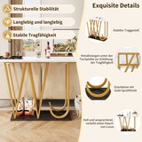 thumbnail of Konsolentisch 120x30x80  Weiß mit Marmoroptik+Gold, schmaler Flurtisch mit Ablage unten, MDF Tischplatte und Metallgestell stabil