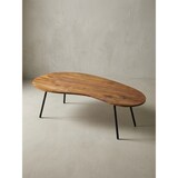 thumbnail of Design Couchtisch WL5.617 122x36x63 cm Sheesham mit Metallbeinen Schwarz, Nierentisch Massivholz, Holztisch Tischbeine Metall, Cooler