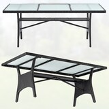 thumbnail of CASARIA® Polyrattan Gartentisch Glasplatte 190x90x74cm schwarz