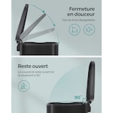 thumbnail of Helloshop26 - Poubelle de cuisine 50 litres à pédale avec seau intérieur en plastique couvercle fermeture douce anti-odeur noir 12_0007186