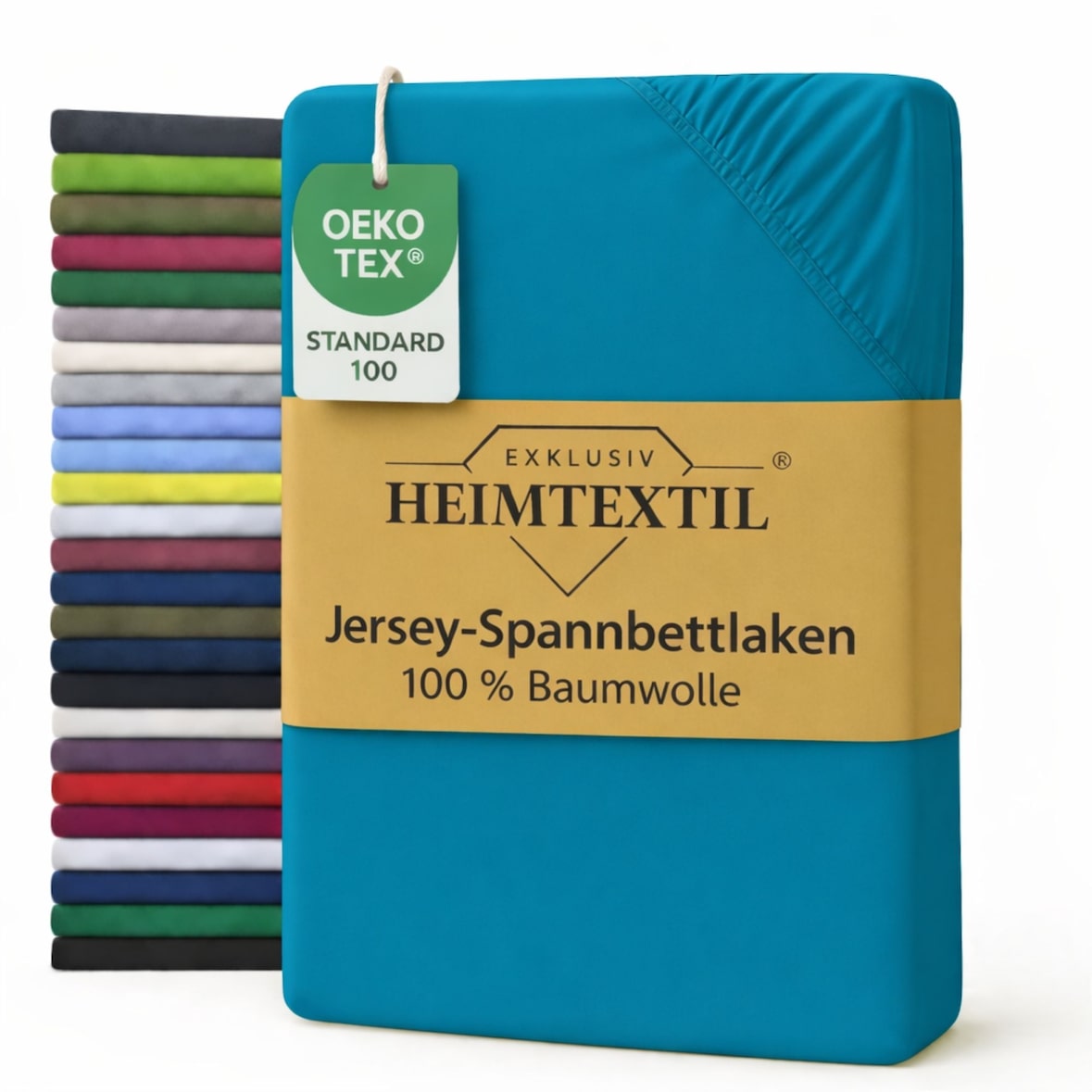 EXKLUSIV HEIMTEXTIL Marke Jersey Spannbettlaken 90 x 200 cm Türkis 100% Baumwolle Öko - Tex Zertifiziert Bed-Sheet Bettlaken Spannbetttuch Topper