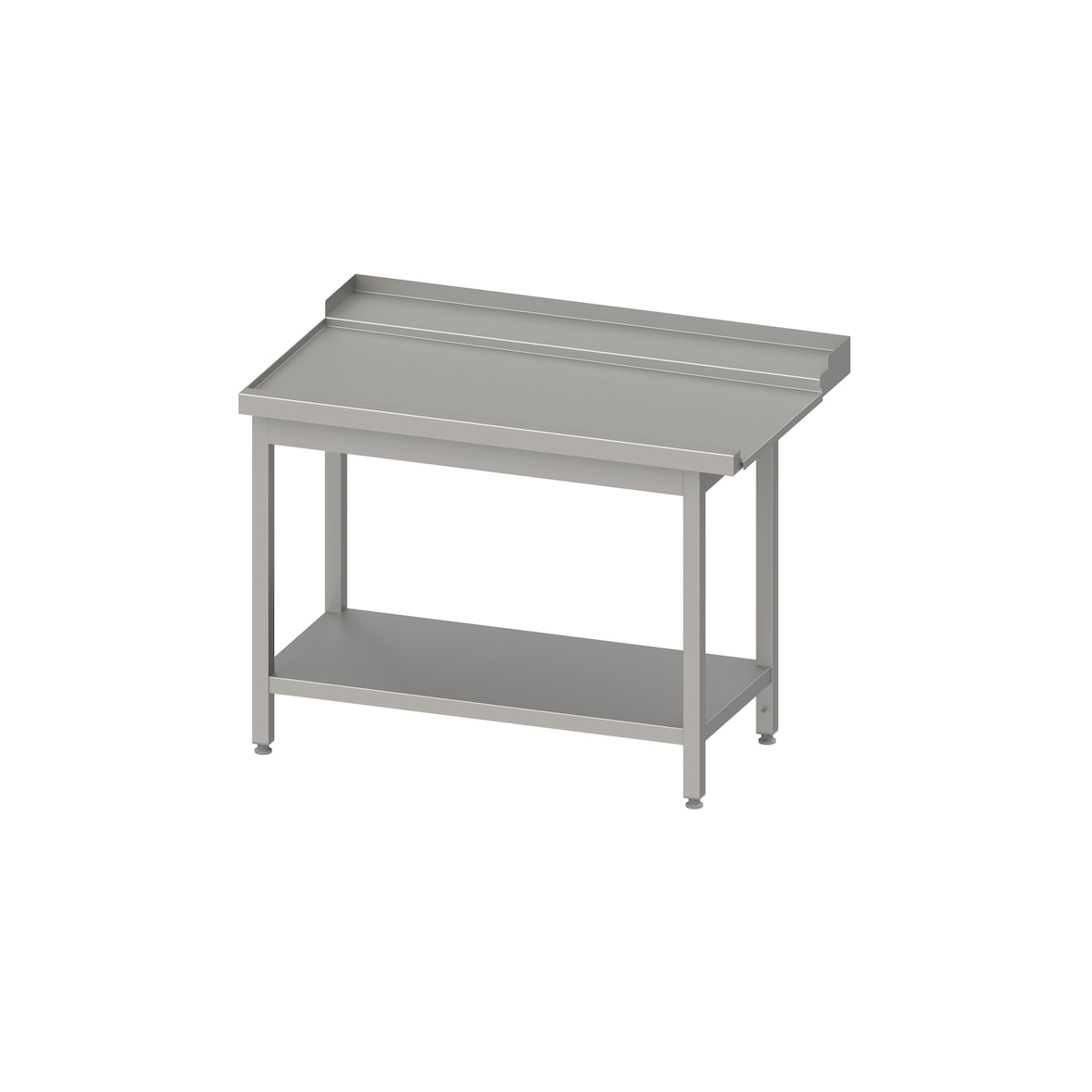 Stalgast Edelstahl Ablauftisch, Korbführung mit Gefälle, mit Grundboden 1400x750x880 mm, Anbauseite links, mit Aufkantung, verschweißt