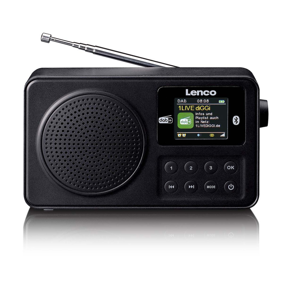 Lenco PDR-033BK - Tragbares DAB+/FM-Radio mit Bluetooth® und wiederaufladbarem Akku - Schwarz