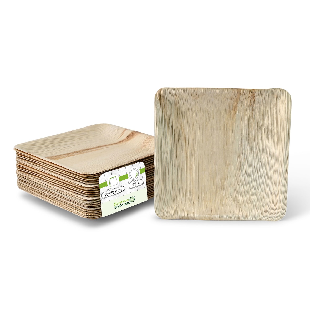 greenbox - Palmblatt Teller "Palmware®" 20 x 20 cm, quadratisch, 25 St.