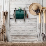 thumbnail of Relaxdays Schlauchtrommel, Stahl, 60 m Schlauch, Klickkupplungen, Wandschlauchhalter, Bodenmontage, 42x53x46 cm, braun