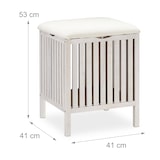 thumbnail of Relaxdays Wäschekorb mit Sitz, Badhocker, Landhausstil, 40 l Wäschesammler, Holz & Stoff, HxBxT: 53 x 41 x 41 cm, weiß