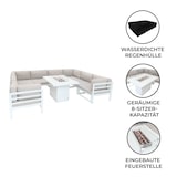thumbnail of Aluminium 9-teiliges Modulares Gartenmöbelset mit Feuerstelle - Weiß
