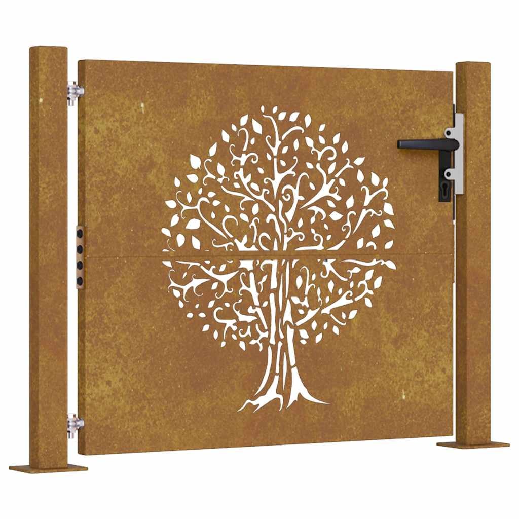 vidaXL Poort 105x80 cm boomontwerp cortenstaal
