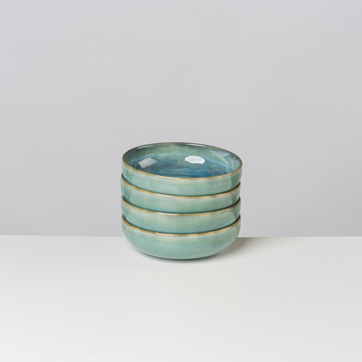 Gipfelstück Schüssel 16 cm 4er Set BLAU/GRÜN, postsicher, Serie TIEFER SEE