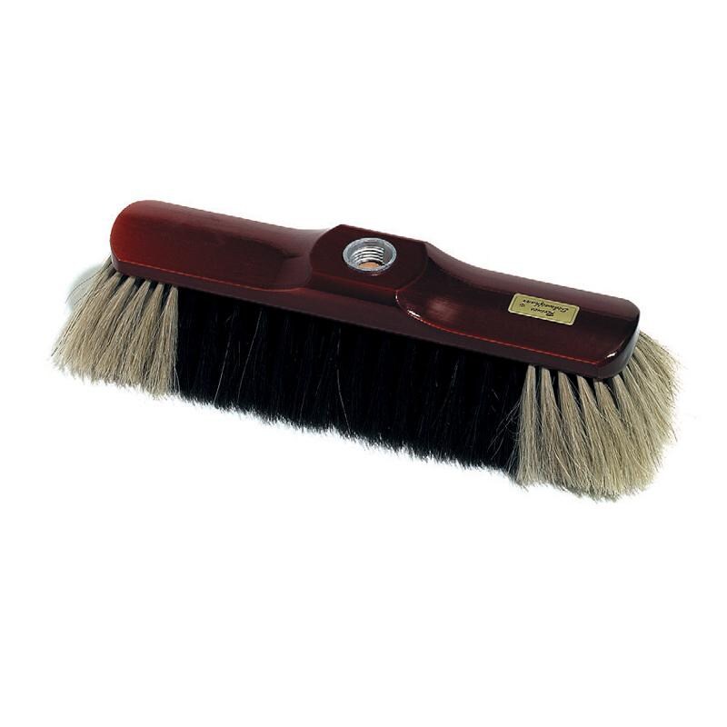 Stubenbesen lackierter Holzkörper Teak-farbig, mit Gewinde 28 cm