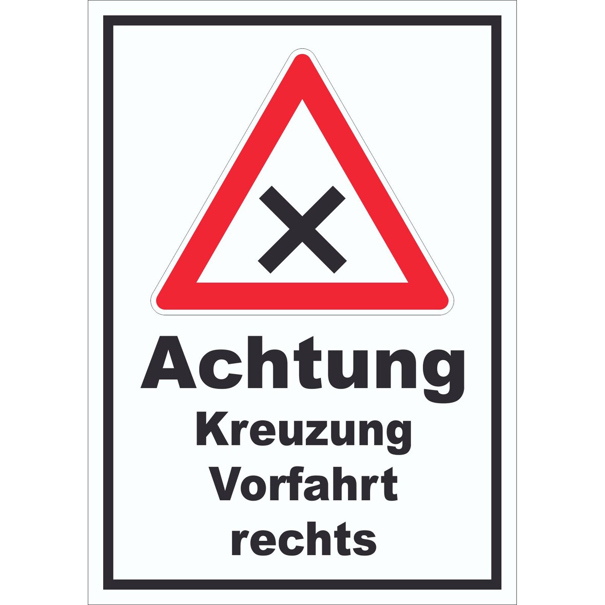 Schild Achtung Kreuzung Vorfahrt rechts A5 Rückseite selbstklebend