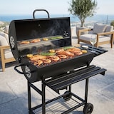 thumbnail of Barbecue A Carbone Con Coperchio Termometro Integrato Grill BBQ In Acciaio Con Ruote Ripiani Pinza E Guanti 112 x 63.5 x 97 Cm Nero