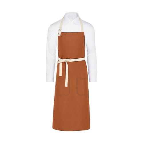 SANTORINI - Contrasted Bib Apron with Pocket: One Size / Burnt Orange