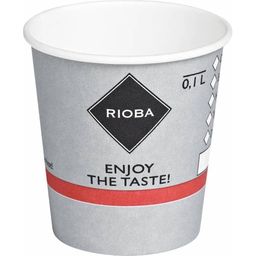RIOBA Einwegbecher To Go, Pappe, 0.1 l, Ø 6.3 cm 6.5 cm, hellgrau/weiß, 80 Stück