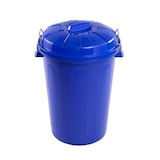 thumbnail of Papeleira azul de 21 litros com tampa e pegas com botão de pressão.