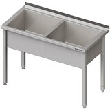 thumbnail of Stalgast Edelstahl Topfspüle mit zwei Becken, 1600x700x850 mm, 300 mm Beckenhöhe, mit Aufkantung, verschweißt