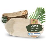 thumbnail of BIOZOYG 200 Stück Einwegschale 30cm Palmblattschale Schiffchenform Einweggeschirr Palmblatt Boot biologisch abbaubar biologisch kompostierbar