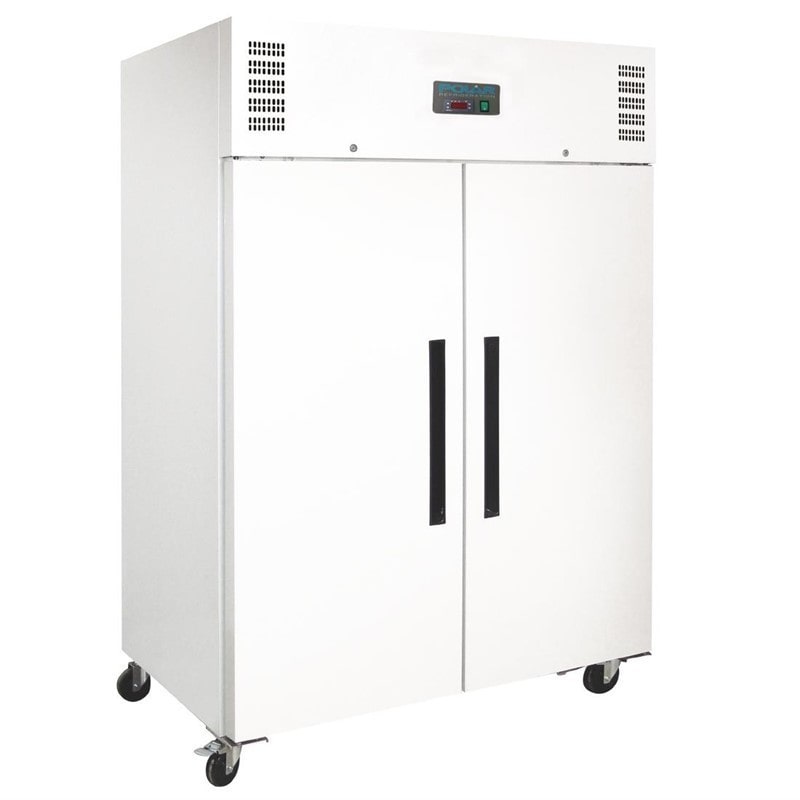 Congelador de 2 puertas, blanco, refrigeración por aire, GN2/1, con cerradura, Polar 1200L CD616