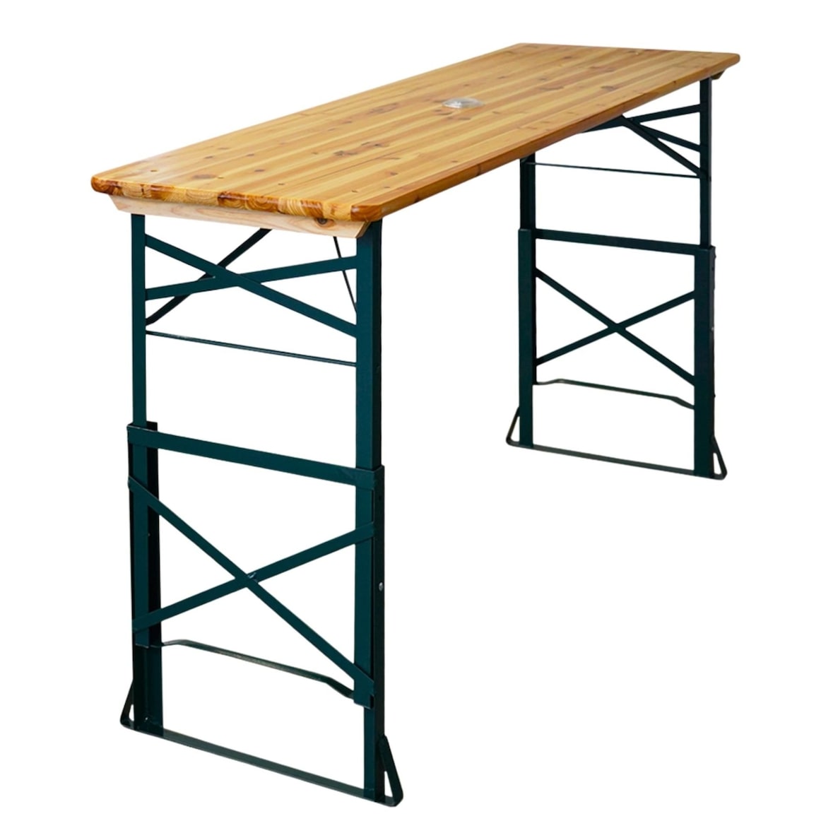 CHEFGASTRO Bierzelttisch höhenverstellbar & klappbar | mit Schirmhalterung | HxBxT 90-116x170x50cm | lackiertes Holz | Stehtisch Biertisch