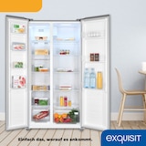 thumbnail of Exquisit Side-by-Side-Kühlschrank, Kühl-Gefrierkombination, NoFrost, Schnellgefrieren, 4-Sterne-Gefrieren, LED-Display, SBS46-040E inoxlook-az