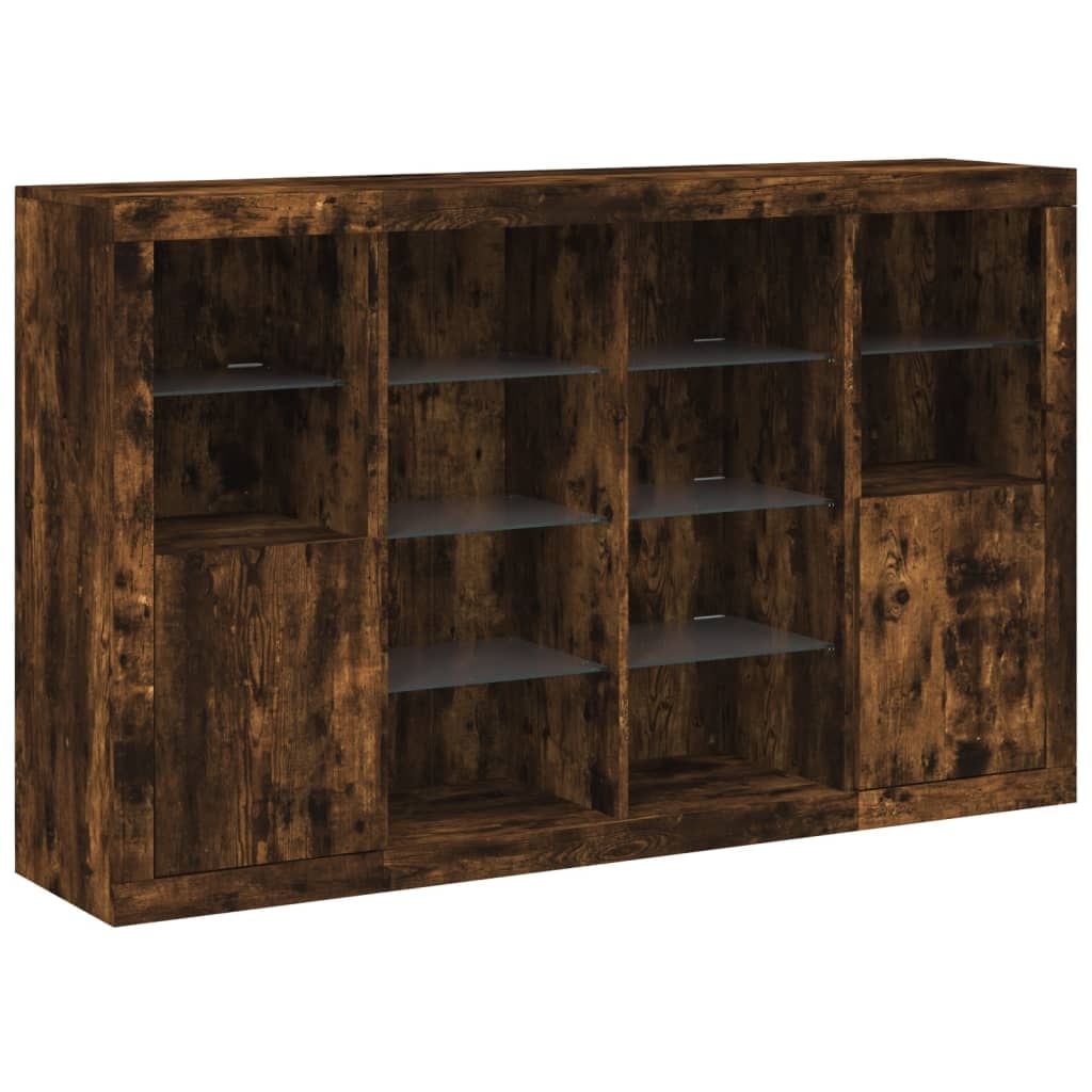 Helloshop26 - Buffet Sideboard Kommode Kleiderschrank Aufbewahrungsmöbel Organizer für Küche Wohnzimmer Lounge mit LED-Beleuchtung 02_0037209